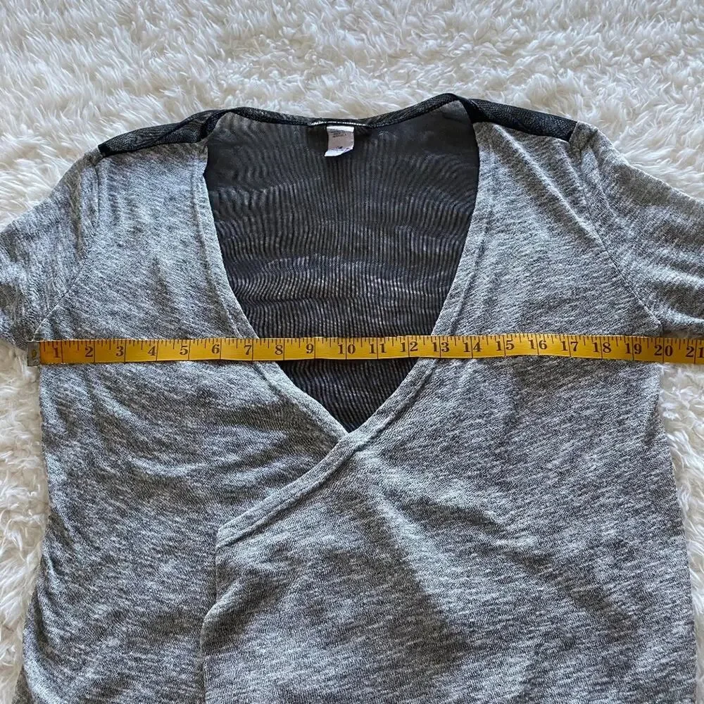 Hot Ginger Lightweight Cardigan Mesh Panel Detail Gray and Black Size Large